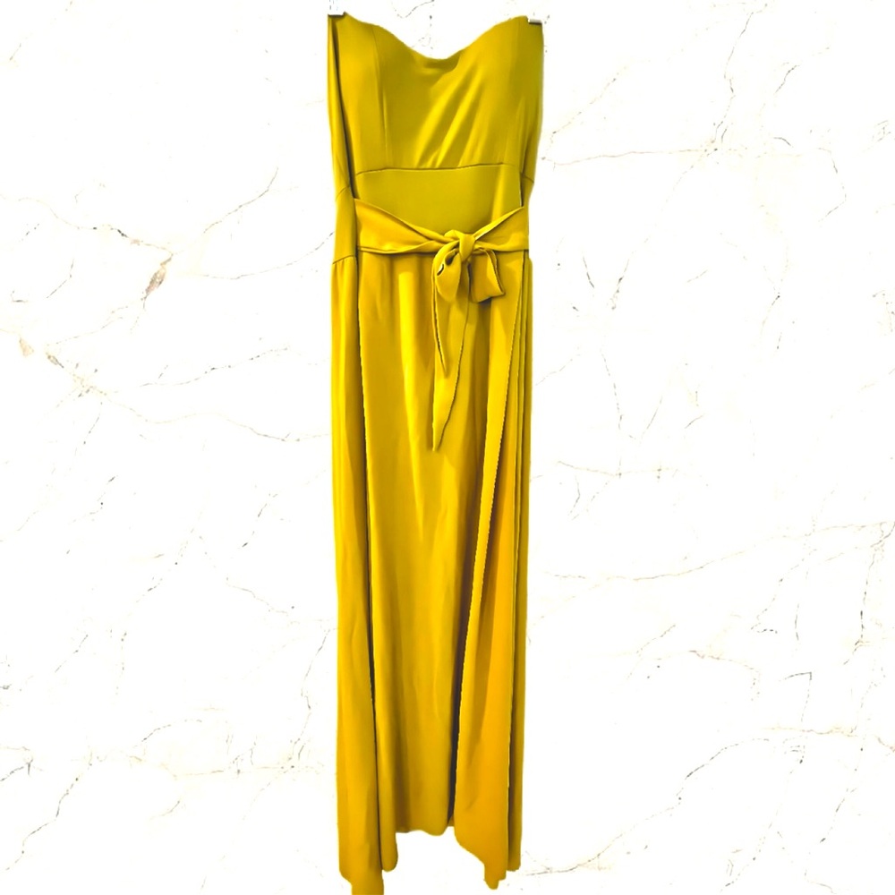 VOUGE 100% Italian made Yellow Strapless Chiffon Dress Size Medium NWT
